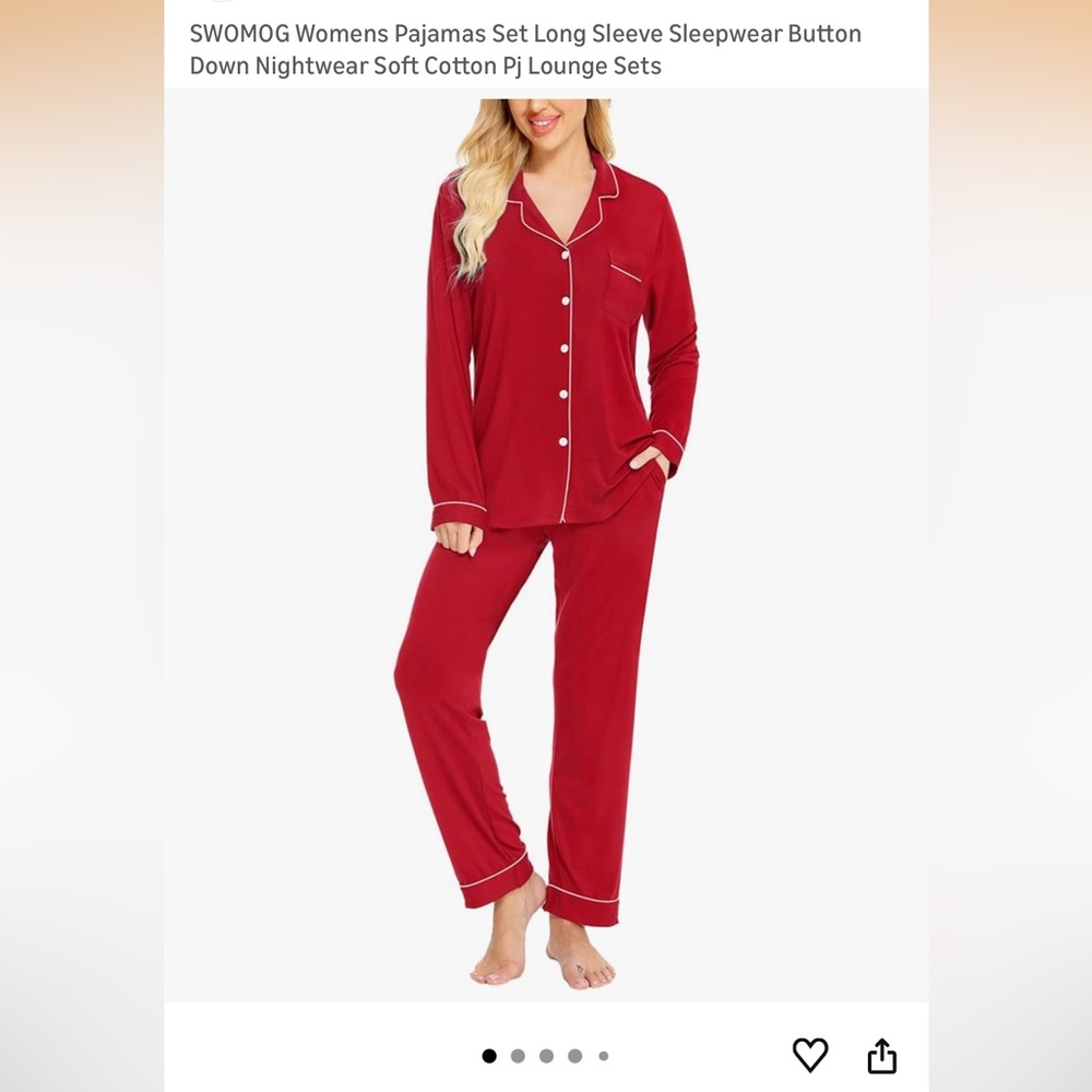 Women's Long Sleeve Red Pajama Set